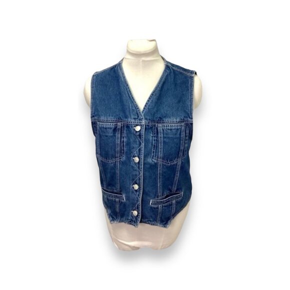 Ki-Ko-Mo Women’s Vintage Dark Wash Blue Jean Cotton Denim Vest, size M - Picture 1 of 8